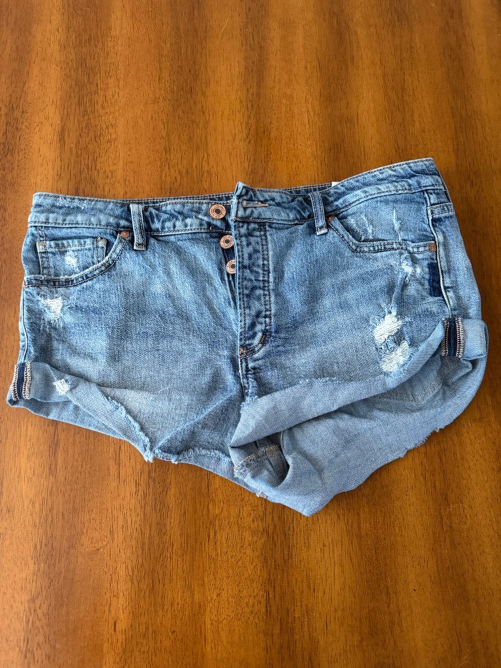 Silver Jeans Light Blue Distressed Roll-Hem Jean Shorts